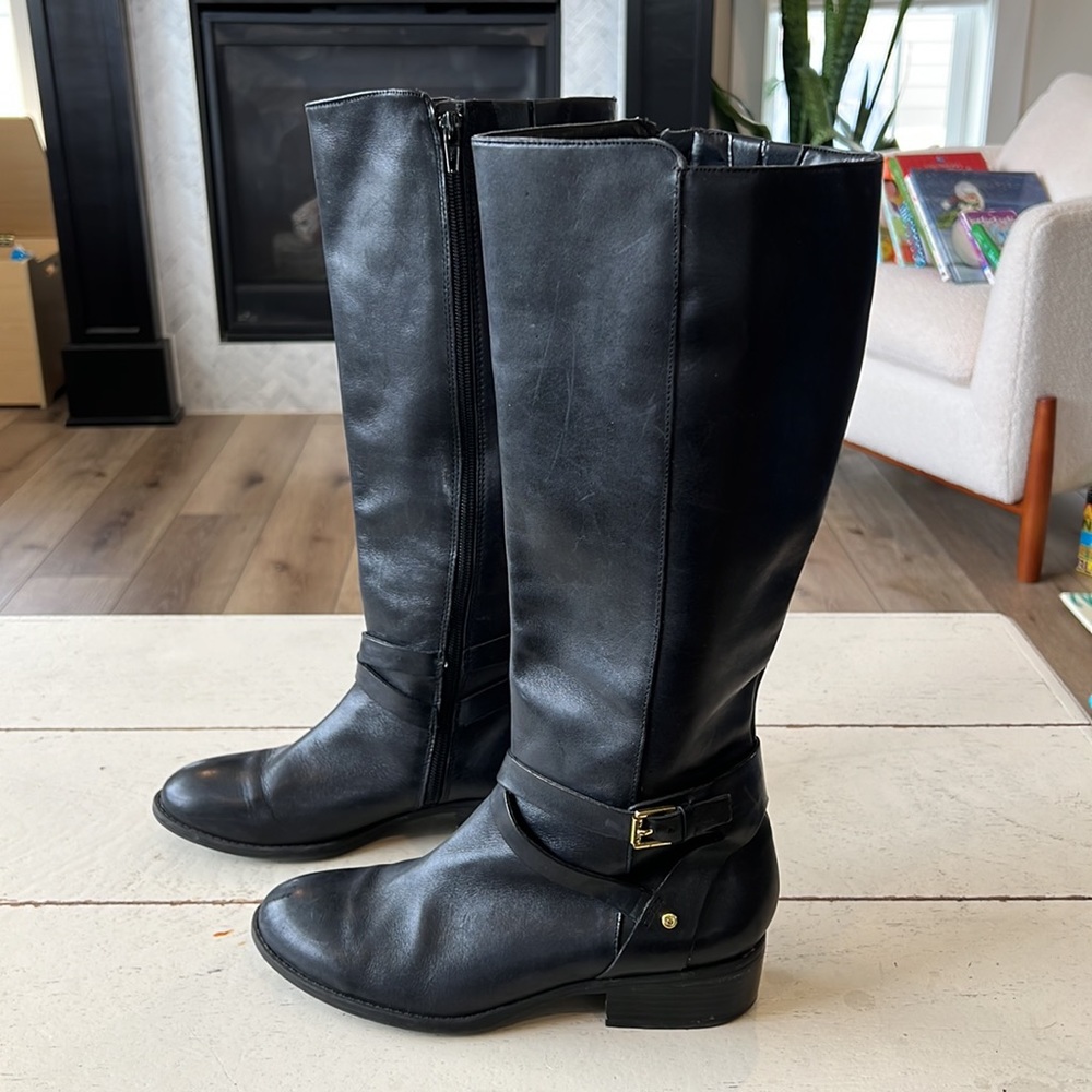 ralph lauren black leather trainers